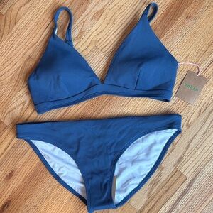 Boden Large (10-12) Women’s Blue Textured Bikini Swimsuit